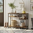 thumbnail image 1 of Bestier 39.4" L Console Table, 4-Tier Entryway table with 3 Shelves, Brown, 1 of 6
