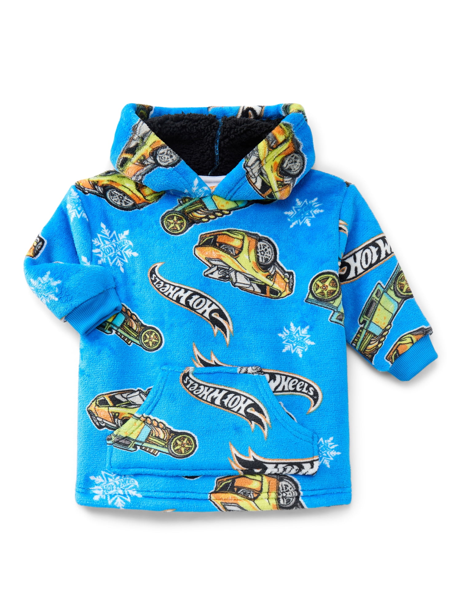 Hot Wheels Holiday Toddler Boys Cozy Hoodie with Faux Shearling Lining, Sizes 12M-5T