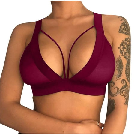 YDKZYMD Push Up Bra for Women Plunge See Through Compression Strappy Bras 1 Pack Multicolor S-2XL