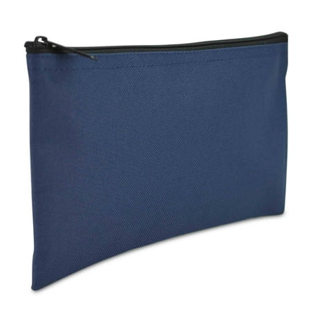 DALIX Bank Bags Money Pouch Security Deposit Utility Zipper Coin Bag in Navy Blue - 0