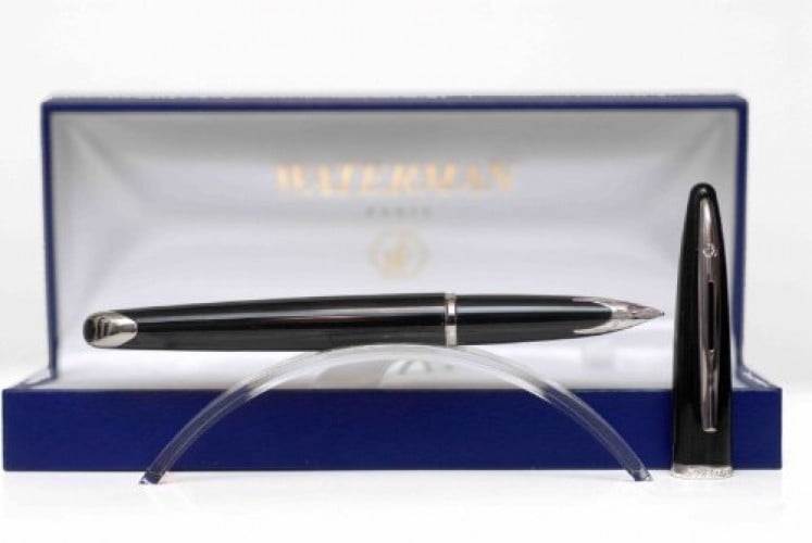 Gift Boxed Waterman Expert Laque Black Chrome Trim Fine Nib Fountain Pen 