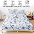 thumbnail image 5 of Full Size Fitted Sheet Set - Elegant Blue Flowers 3 Piece Bedding Sets 16" Deep Pocket Fitted Sheet with 2 Pillowcases Spring Floral Botanical Summer Brushed Microfiber Hotel Luxury Bed Sheets, 5 of 9