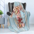 thumbnail image 4 of Letter T Soft Flannel Fleece Throw Blanket, Letter T with Freshwater Invertebrates on Weathered Wood Planks, Cozy Plush for Indoor and Outdoor Use, 50" x 70", Dark Coral Pale Blue, by Ambesonne, 4 of 5