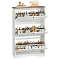 thumbnail image 4 of HOOBRO Large Shoe Cabinet, Farmhouse Entryway Organizer with Flip-Down Drawers and Adjustable Shelves, Holds 24 Pairs Storage for Hallway, Closet, White and Walnut WH37SC01, 4 of 12