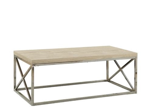 Monarch Specialties Table A Café, Accent, Cocktail, Rectangulaire, Salon, 44"l, Métal, Stratifié, Naturel, Chrome, Contemporain, Moderne