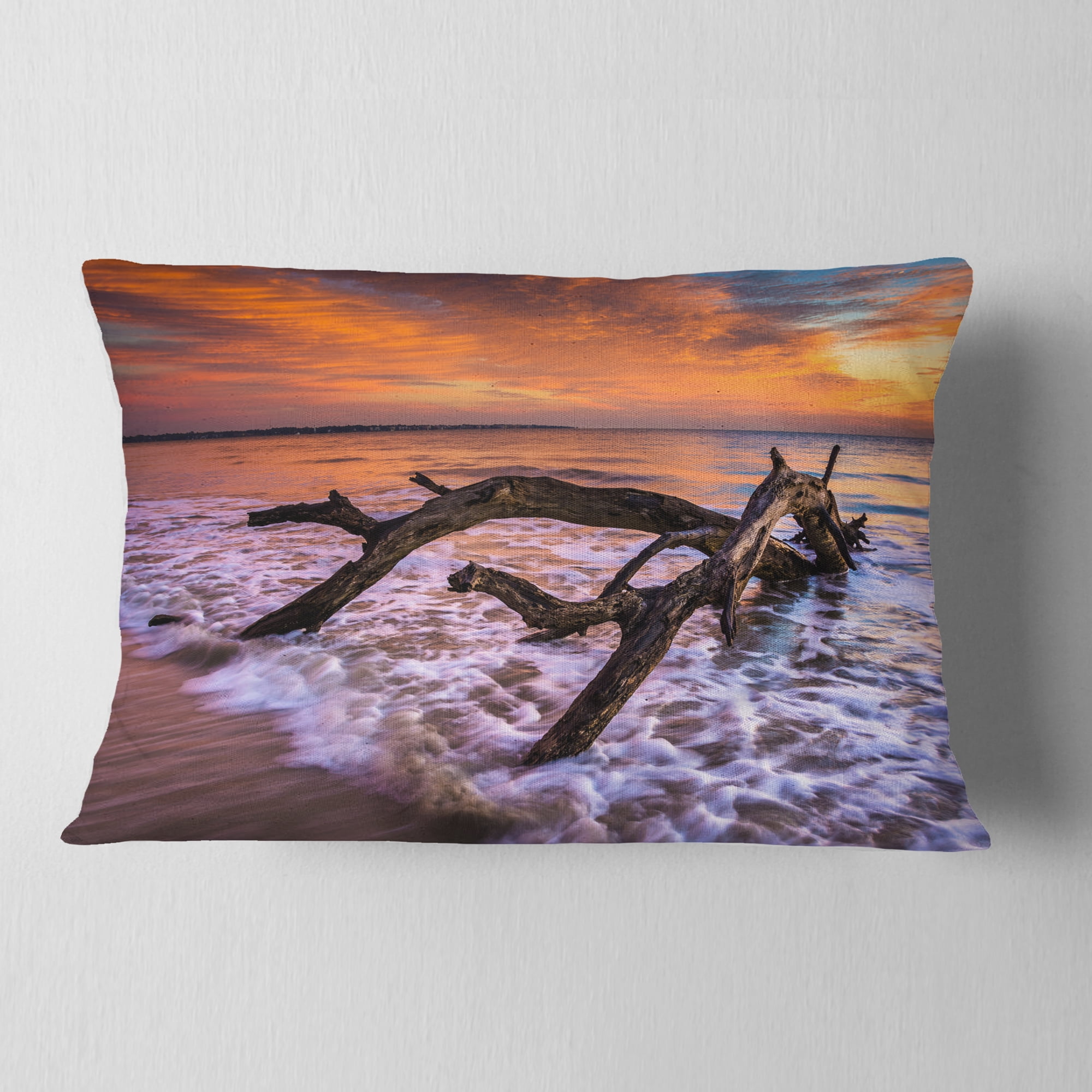 Designart 12" x 20" Blue Polyester Throw Pillow