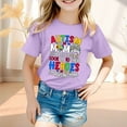 thumbnail image 2 of Girls Summer Tops Size 6 Letter Print Cotton Tee Tops Pull-On Back To School Supplies for Kids autism spectrum disorder Summer Blouse for Girls Light ,110, 2 of 4