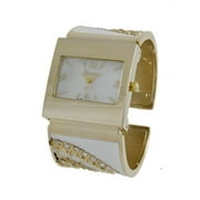 Gold Metal Cyrstal Band Square Face Cuff Watch