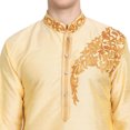 thumbnail image 6 of SKAVIJ Art Silk Kurta Pajama Set for Men Festive Wear Dress Beige M, 6 of 6