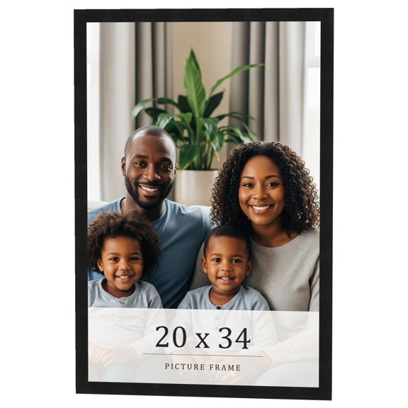 20x34 Frame Black Real Wood Picture Frame Width 0.75 inches | Interior Frame Depth 0.5 inches |