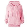 thumbnail image 2 of Clearance! Winter Warm Fuzzy Teddy Bear Hoodie Women Plush Hooded Sweatshirts Fleece Faux Fur Fluffy Flannel Pullover Sweatshirt Soft Cozy Chunky Tops Plus Size Hoodies with Pockets, 2 of 5