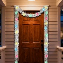 Christmas Tinsel Garland, Lighted Metallic Twist Tree Decoration, Pre-lit Battery Operated LED Hanging Garland for Xmas New Year Home Outdoor Decor, 1 Pcs, 16.4 Ft