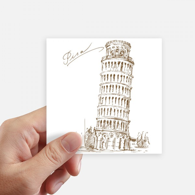Pegatinas de pared cuadrado Unbranded Torre inclinada de Pisa Italia 10 cm 8pcs