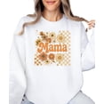 thumbnail image 2 of Trendy Mama Checkered Fall Sweatshirt for Women Orange Daisy Floral Sweater White Sweatshirt Adult Large, 2 of 4