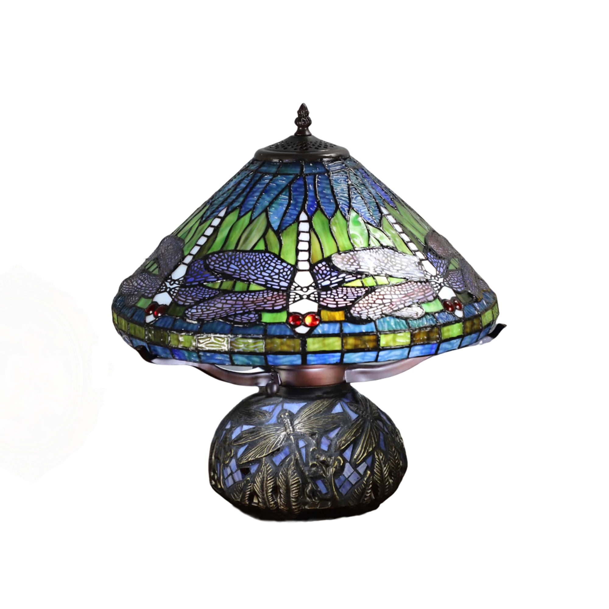 Shulba 12 in. 2-Light Indoor Bronze and Blue Finish Table Lamp