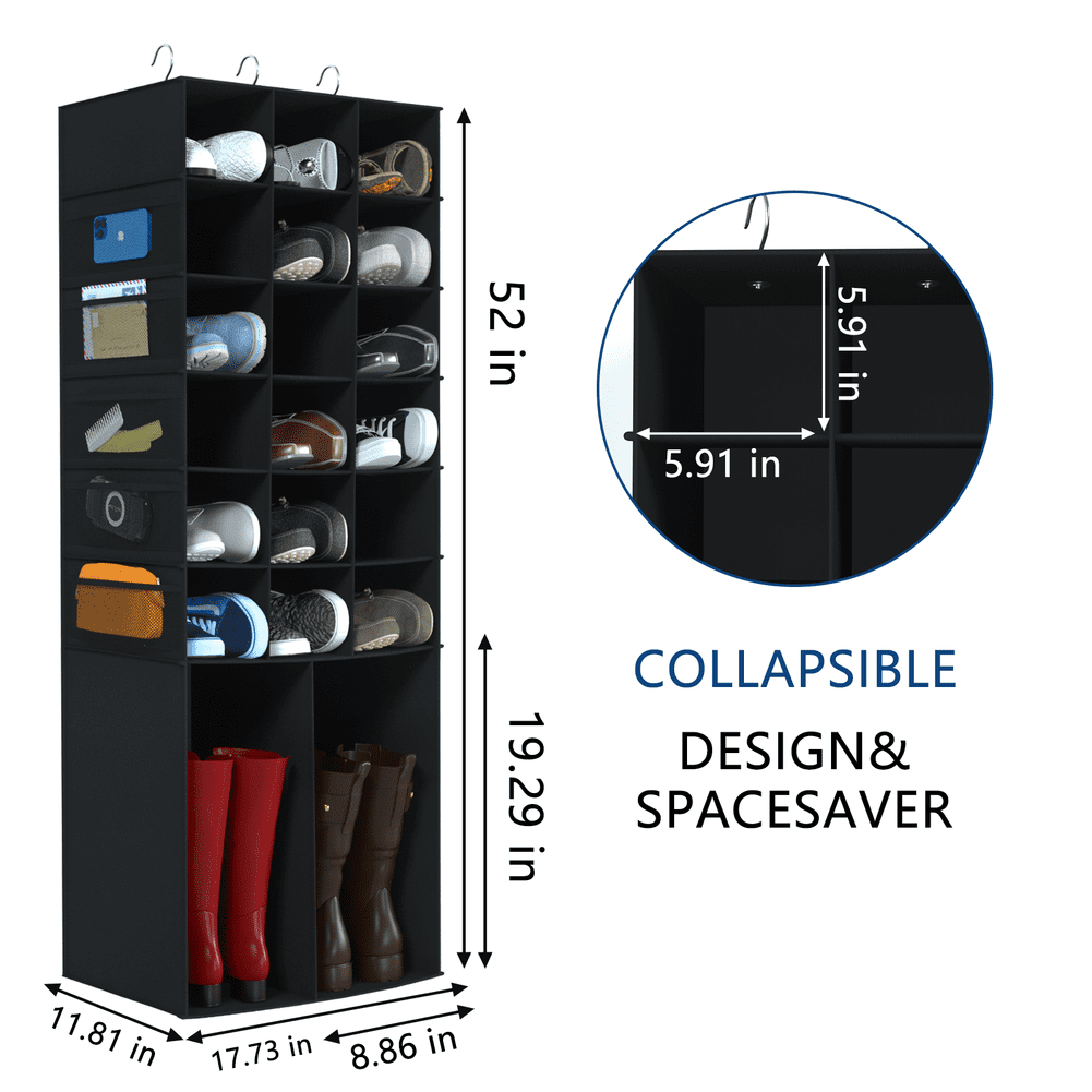 Hanging Shoe Rack Shoe Shelf Shoe Storage Organizer with Mesh Pockets, 20 Section Closet Organizer Taller Shoes Boots Organizer