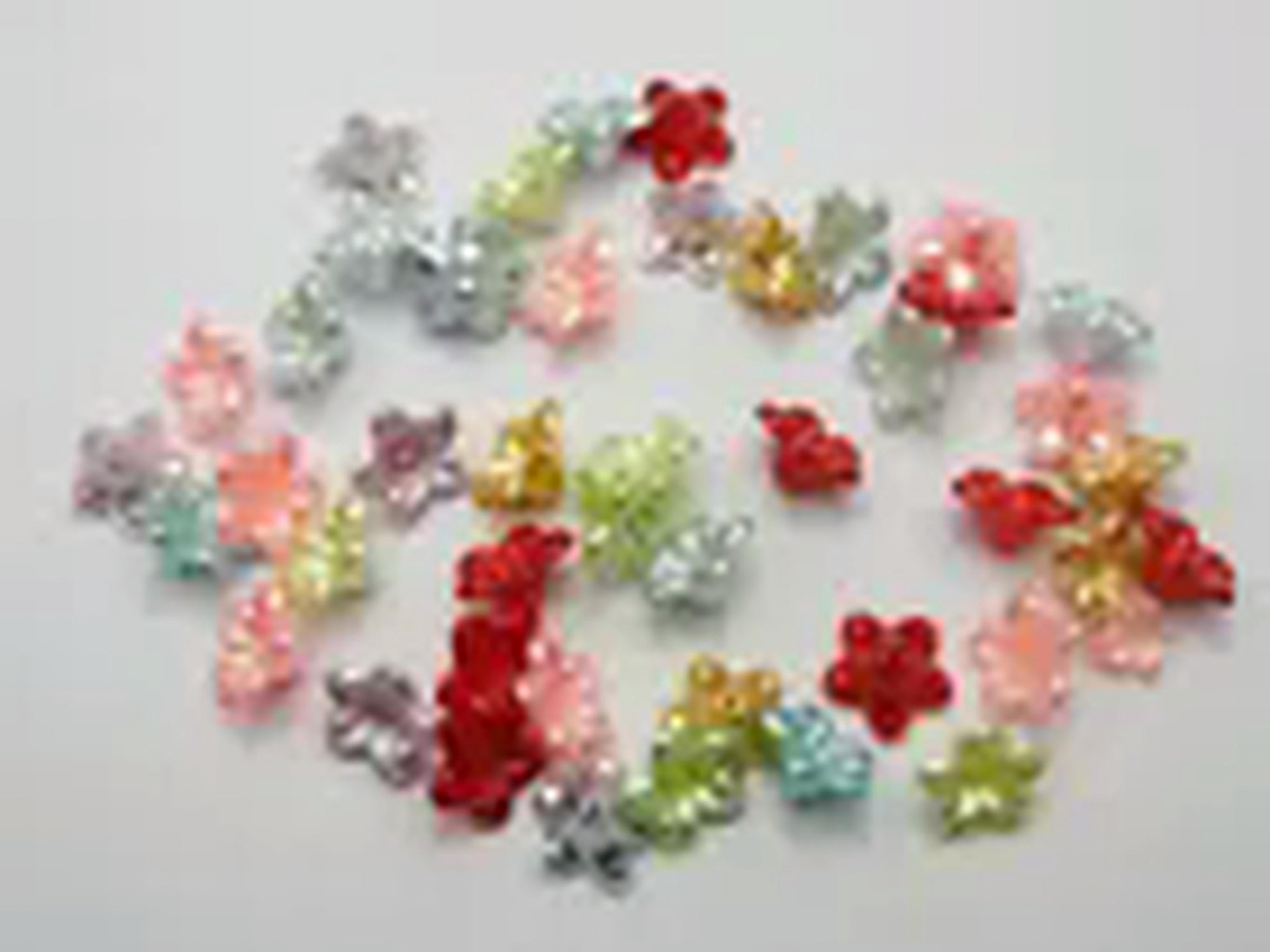 EOEMY 1000 Mixed Color Acrylic Pearl Bead Cap Bellflower Bell Flower Beads 10mm