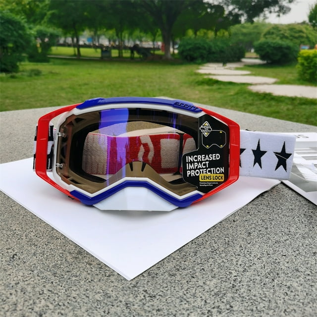 Scott Windproof Sports Goggles - TPU Full Frame Ski Goggles (Red frame with Blue lens)
