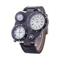 thumbnail image 2 of CIENVNSTG Three Time Zone Male Watch Outdoor Travel Casual Pu Leather Strap Wristwatch Design Men'S Sport Quartz Watches, 2 of 3