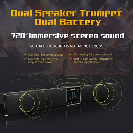 SMALODY LED B luetooth Home Theater TV Sound Bar LCD Display Wireless Surround Soundbar Speaker Subwoofer Wall Hanging/Flat For