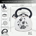 thumbnail image 6 of ARC USA 0018 Stainless Steel Tea Kettle White Flower Pattern Loud Whistle (3.2 QT / 3L), 6 of 7