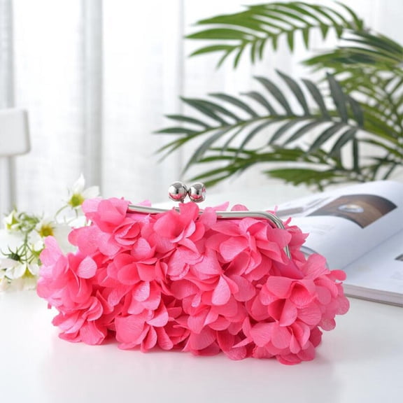 HONJINTIN Flower Clutch Handbag Red,Women Evening Clutch Purses for Weddings,Partys,Prom,Small Floral Purses with Chain