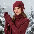 thumbnail image 3 of LOOIKOOS 3PCS Unisex Winter Beanie Hat Scarf and Touch Screen Gloves Set, Warm Thick Fleece Lined Skull Cap Scarf and Gloves Set for Women Gifts, 3 of 5