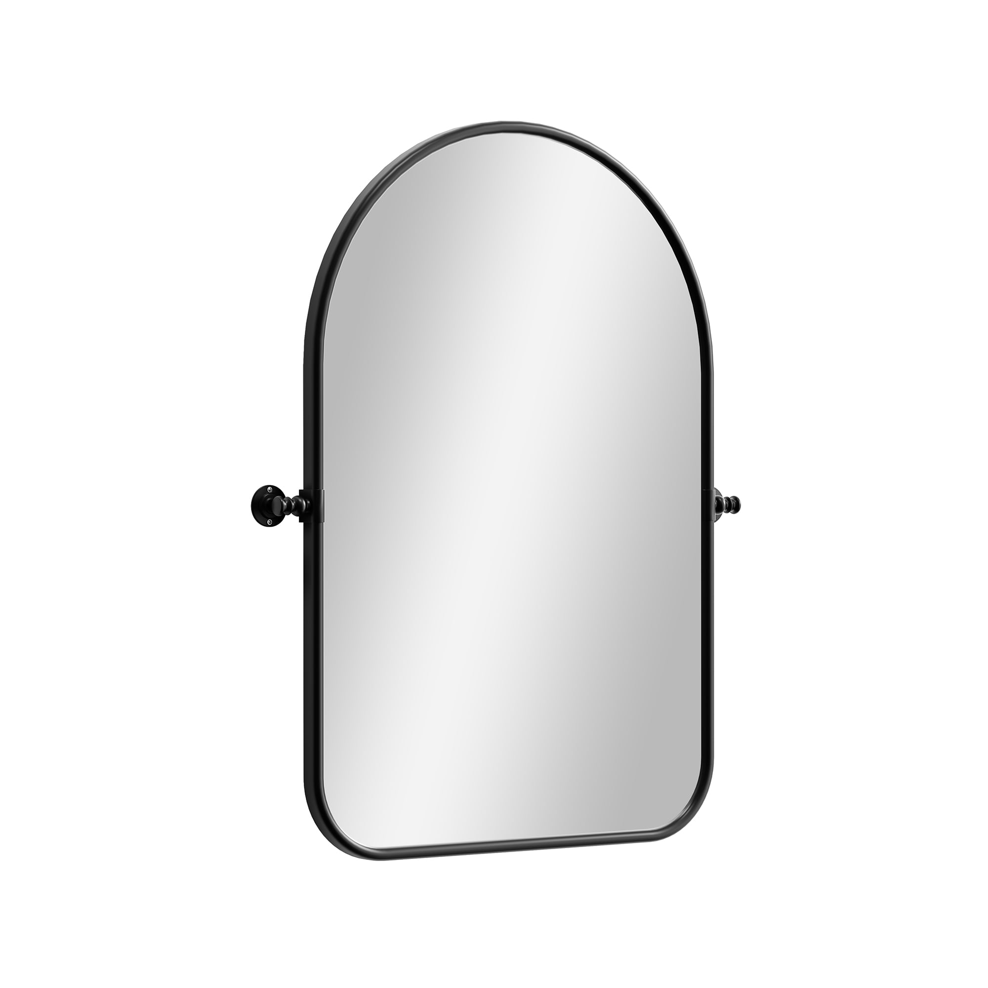 MAYEERTY 32"×23" Black Iron Arched Wall Mirror Rounded Corners, Rotating Hardware for Flexible Placement