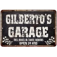 thumbnail image 1 of GILBERTO'S Garage Black Grunge Sign 12 x 18 Matte Finish Metal 112180005467, 1 of 1