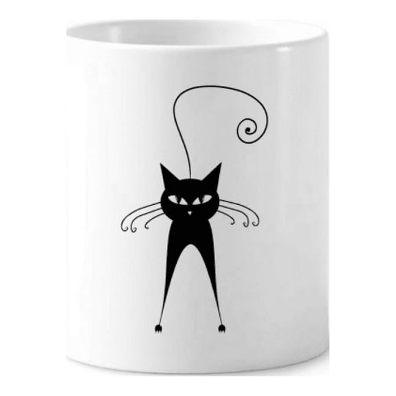 Cute Black Cat Pet Lover Animal Art Outline Toothbrush Pen Holder Mug Cerac Stand Pencil Cup