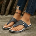 thumbnail image 2 of Wedge Flip Flops Soft Comfortable Summer Casual Arch Support Slippers Cute Shiny Rhinestones Thong Sandals for Party, 2 of 9