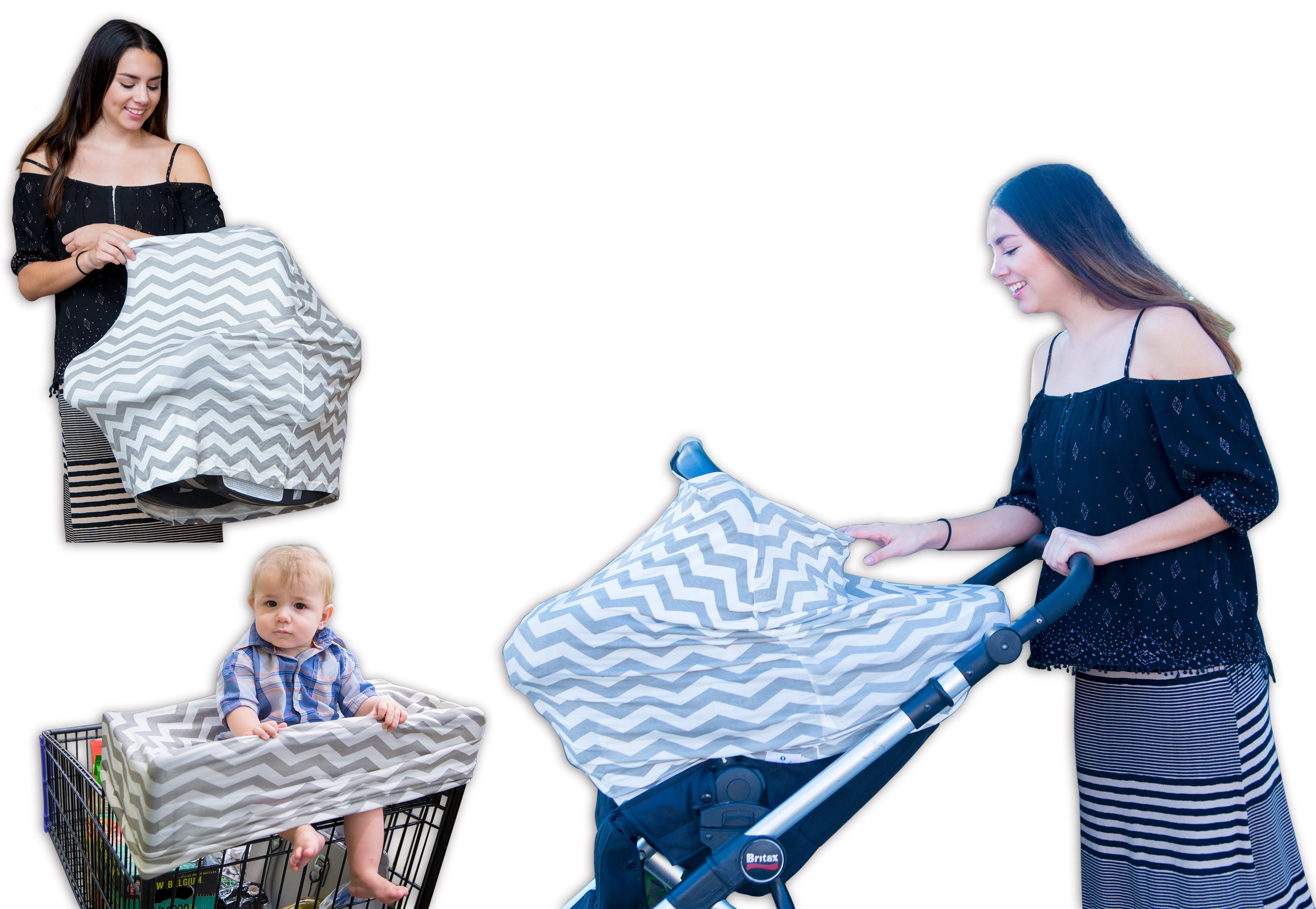 Styles II Nursing Cover Set - Car Seat Canopy, Shopping Cart, High Chair, Stroller & Carseat Cover for Boys & Girls - Multi Use Breastfeeding Cover - Includes Nursing Cover, Bib & Baby Hat Beanie Cap