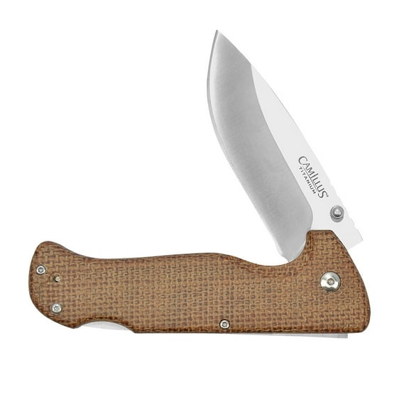 Camillus Bushcrafter 8.5” Folding Pocket Knife, 3.5" Drop-Point Blade, Brown