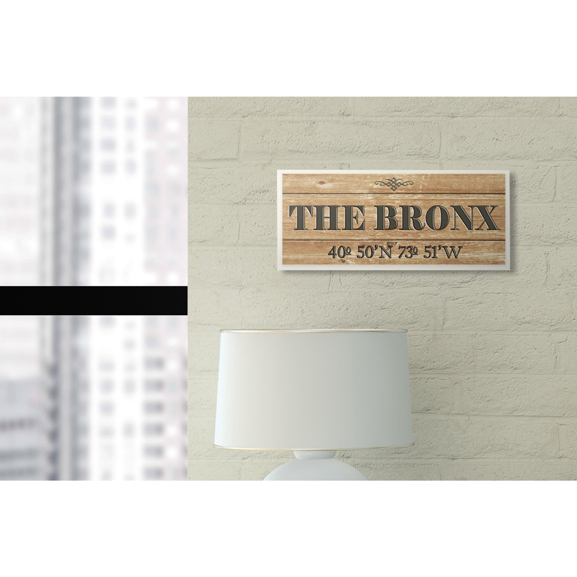Stupell Industries Plank City Coordinates The Bronx Town & City Painting Unframed Art Print Wall Art, 7 x 17