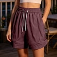 thumbnail image 7 of Women's High Waisted Nylon Dry Shorts with Side Pockets, Elastic Drawstring Waist, Tummy Control Workout Shorts for Women, Quick Dry for Running, Gym, Hiking & Casual | TruHer,Wine 3XL, 7 of 7