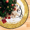 thumbnail image 4 of Coolnut Merry Christmas Golden Shining Christmas Tree Mats Waterproof Tree Skirt, Glitter Xmas Tree Stand Tray Mat Floor Protector Pad for Holiday Party Decoration, 28.3", 4 of 6