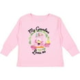 thumbnail image 3 of Inktastic Baby Flamingo My Grandma Loves Me with Flower Wreath Boys or Girls Long Sleeve Toddler T-Shirt, 3 of 5