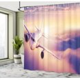thumbnail image 4 of Ambesonne Aircraft Shower Curtain, Plane Above Sunset Clouds, 69"Wx75"L, Cream Peach and Mauve, 4 of 4
