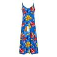 thumbnail image 4 of UPPADA Womens Summer V Neck Dress Spaghetti Strap Maxi Dress Vintage Floral Print Loose Fit Dress Pleated Boho Beach Sundress Orders Placed Multicolor,XXXL, 4 of 5