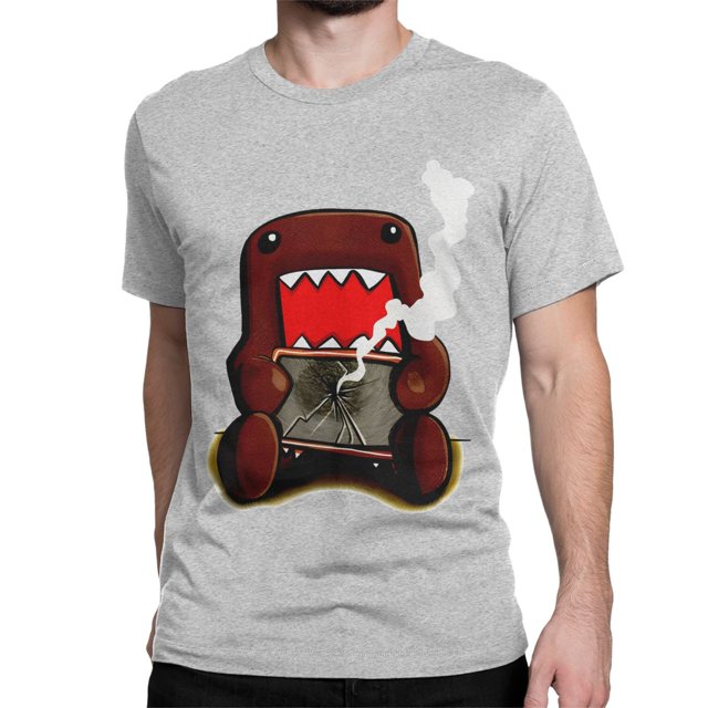 Camiseta Domo Kun para hombre y mujer, de algodón, con cuello redondo, animación, dibujos animados, color marrón, Domo, manga corta, talla grande