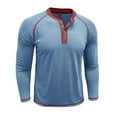 thumbnail image 5 of HAiming Mens Shirts Long Sleeve Color Block Casual Button Tee Lightweight Pullover Tops Trendy Clothes, 5 of 7