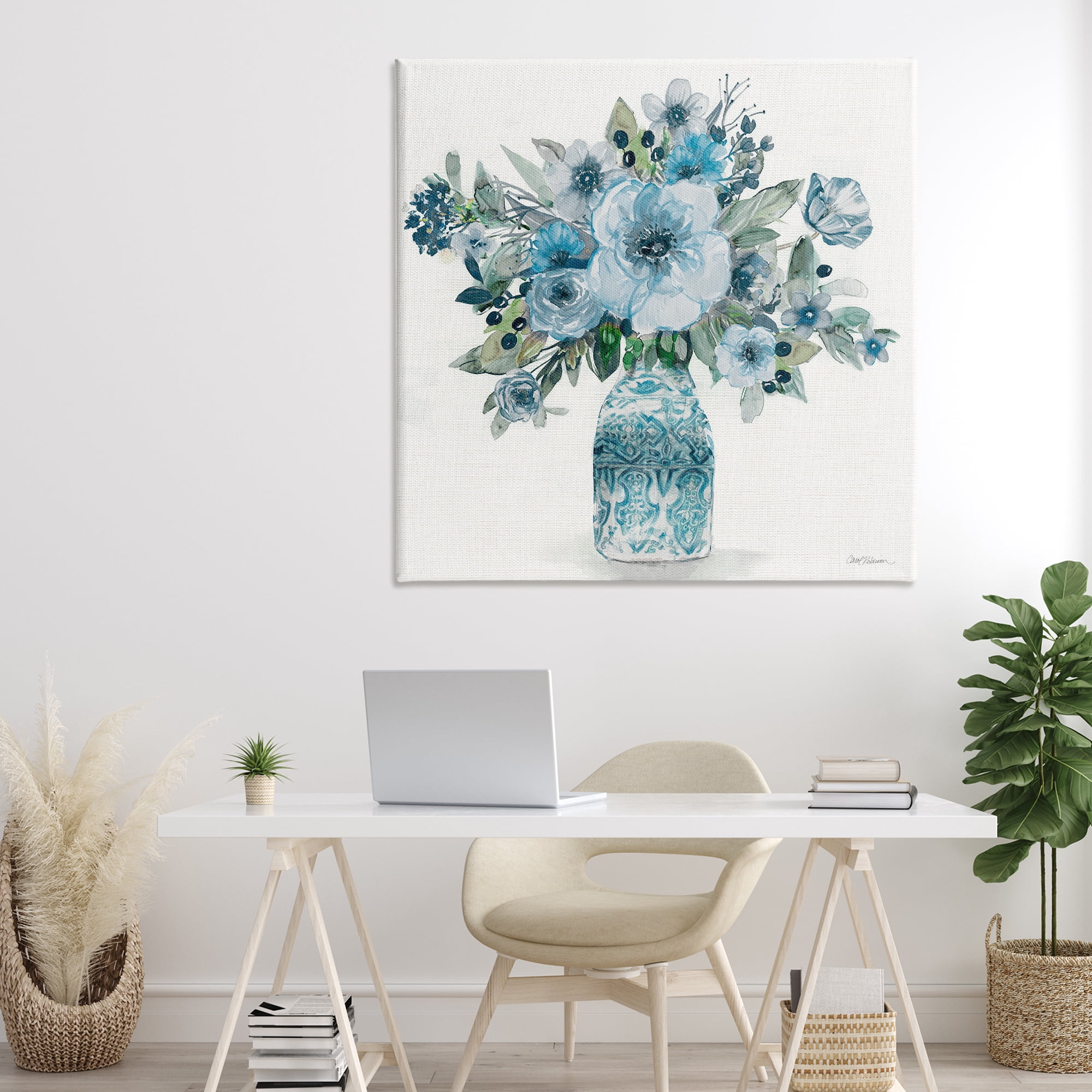 Stupell Industries Pastel Blue Botanical Bouquet Canvas Wall Art, design by Carol Robinson