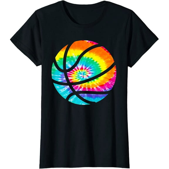 Women Tops Basketball Tie Dye Shirt Rainbow Hippie Tee Shirt Casual T-Shirt