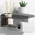 thumbnail image 4 of LACKUST Gray Wall Mounted Toilet Paper Holder with Shelf - Metal Bathroom Storage Organizer, Easy Install Space-Saving Shelf for Toiletries & Aromatherapy, 4 of 5