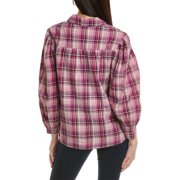 Isabel Marant womens Etoile Checked Linen-Blend Blouse, 40, Pink