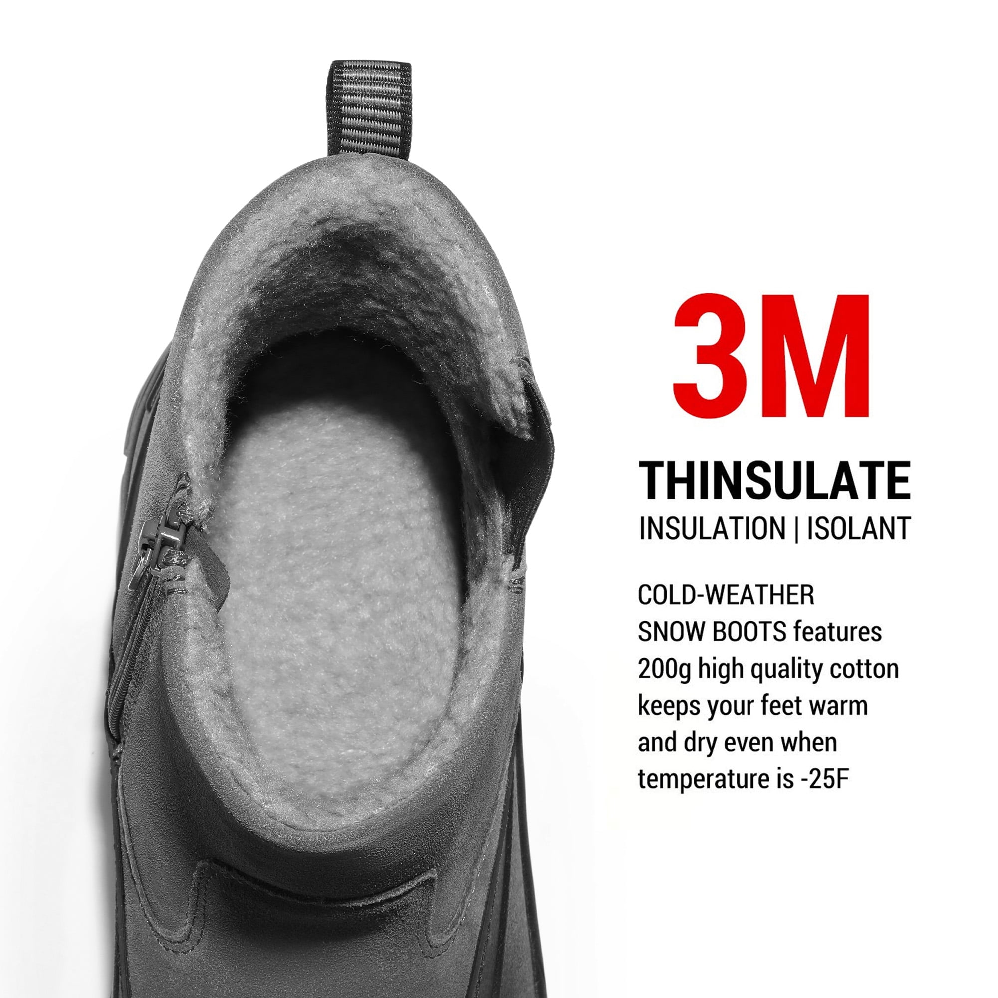 NORTIV 8 Mens Slip on Winter Waterproof Rain Boot for Outdoor