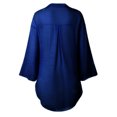thumbnail image 4 of USSUMA Womens Plus Long Sleeve Tops Loose Fit, Plus Size Linen Cotton T-shirt for Women Women's Button Down Blouse Shirts Long Sleeve V Neck Casual Work Tunic Tops for Female Fall, 4 of 5