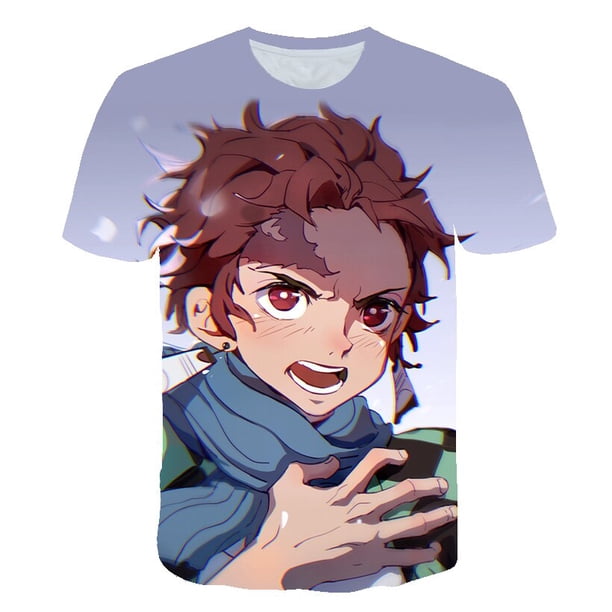 Camisetas de Demon Slayer de cuello redondo para niños, camisetas de manga corta de verano para niños y niñas, camisetas de ocio con estampado 3D de Anime Tees14T Gao Jinjia LED