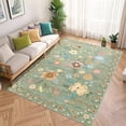 thumbnail image 2 of Washable Area Rug Non Slip, 4' x 6' Ultra Soft Low Pile Boho Floral Carpet for Living Room Bedroom, Polyester with TPR Backing, 2 of 8