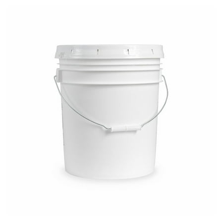5 gallon Food Grade White Plastic Bucket with Handle & Lid - Set of 6